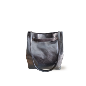 Sarah Black Leather Bucket Bag